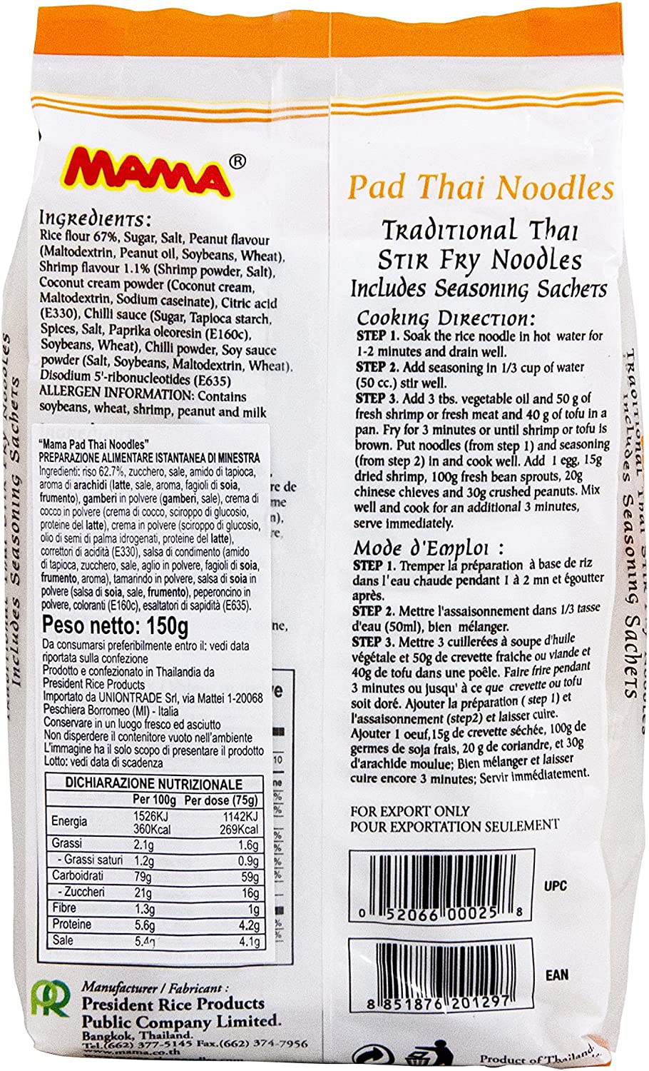 Pad Thai Instant Rice Noodles 150g - Mama