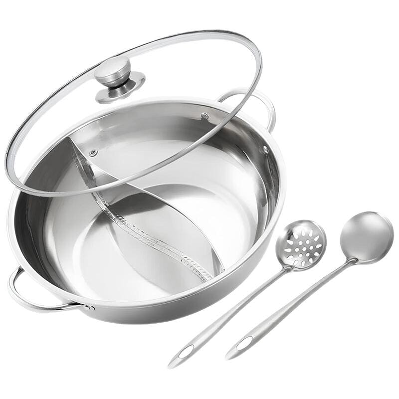 Hot Pot Cooker 2 Compartments & 2 Spoons