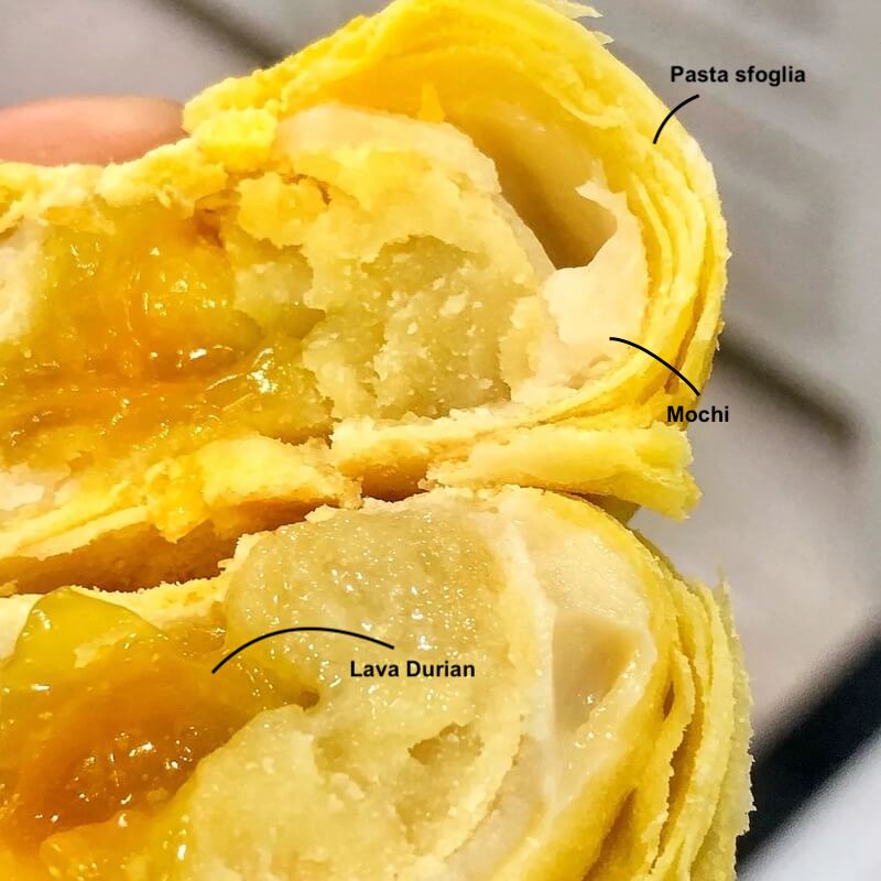 Puff Pastry Mooncake Lava Durian 220g - Aji