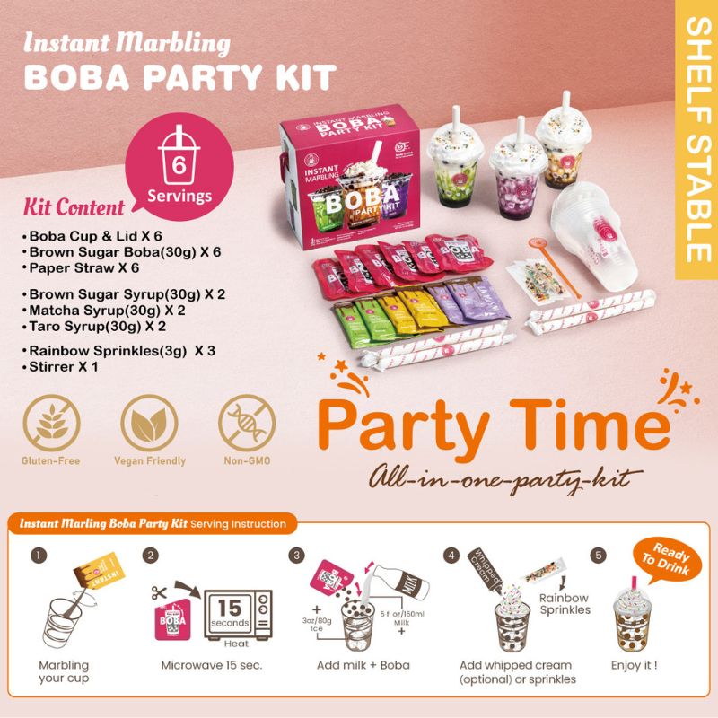 Kit Party per Bubble Tea con Boba Istantaneo 360g - O's Bubble