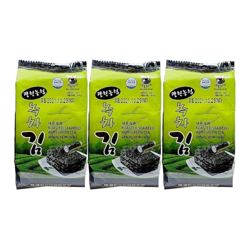 Korean Roasted Green Tea Seaweed Snack 3x4g