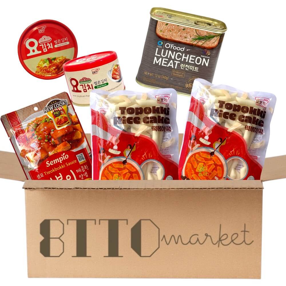 Korean Topokki Set with Sauce, Kimchi and Luncheon Ham