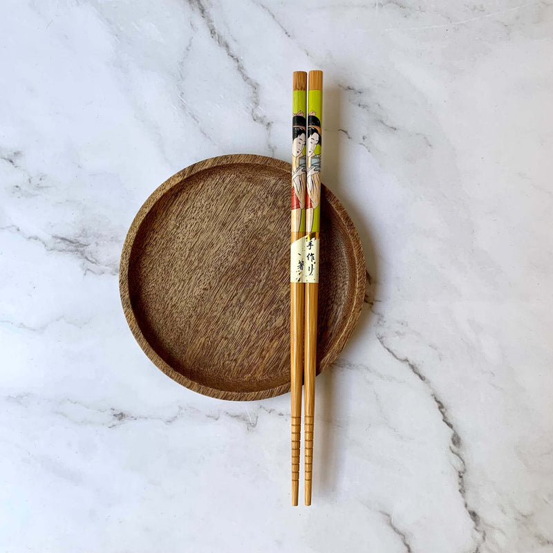 Bamboo Chopsticks with Geisha Pattern 23cm